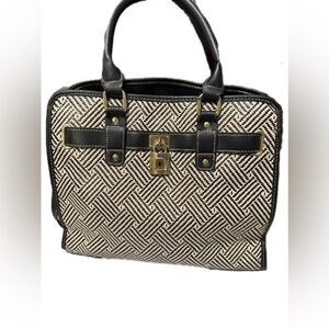 Black striped Women's Handbag